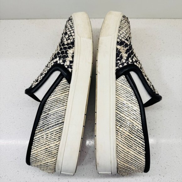 Vince Sneakers Classic Leather Snakeskin Runners Shoes Slip On White Soles Sz 7 - Picture 11 of 12